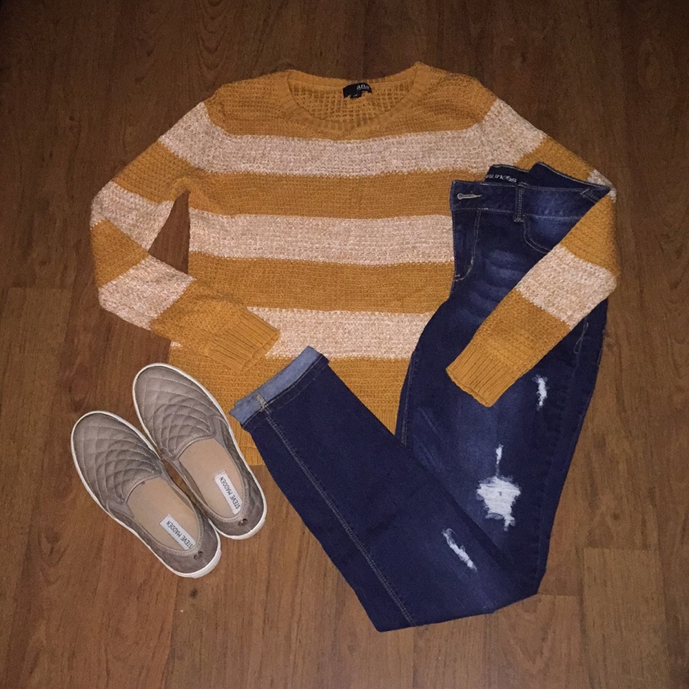 Mustard and Cream Heathered Sweater